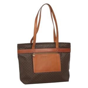 CELINE Macadam Canvas Tote Bag Pvc Leather Brown